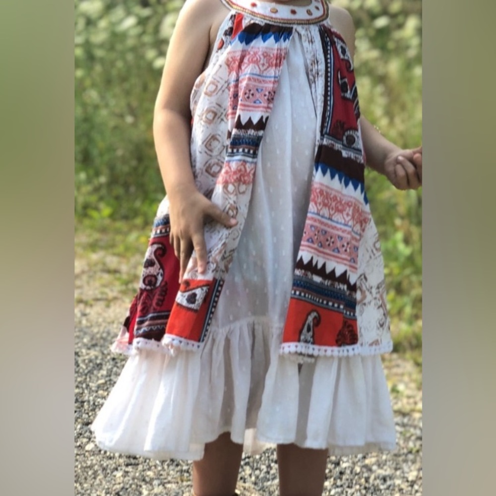 CUTEY COUTURE boho western chic sleeveless dress size 2/3 colorful loose